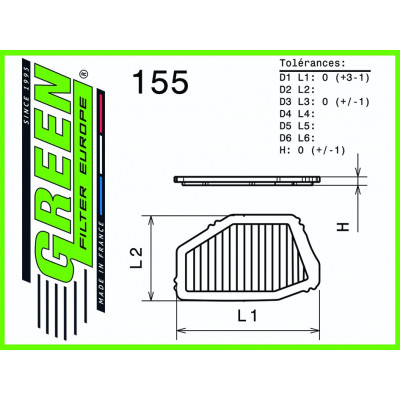 Filtre à air sport GREEN FILTER pour HONDA SHUTTLE 2,3L 16V VTEC 160cv / 118kW