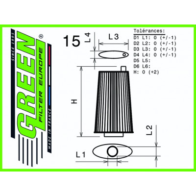 Filtre à air sport GREEN FILTER pour LAND ROVER FREELANDER (MKI)  2,0L TD4 112cv / 82kW