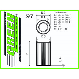 Filtre à air sport GREEN FILTER pour MERCEDES C SPORT COUPE (C203) 220 CDI 2,1L 16V 150cv / 110kW