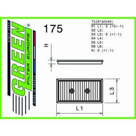 Filtre à air sport GREEN FILTER pour MERCEDES GLK (X204) 350 CGI BLUE Efficiency 306cv / 225kW
