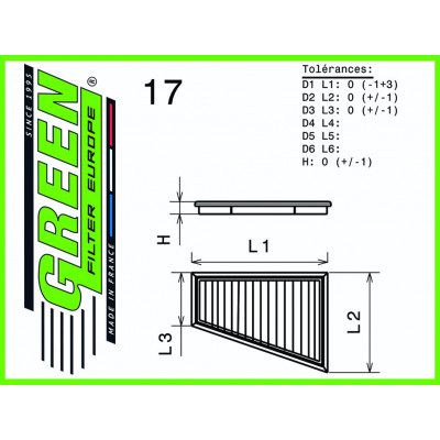 Filtre à air sport GREEN FILTER pour MERCEDES ML (W164) 350 CDI (Kit de 2 filtres) 224cv / 165kW