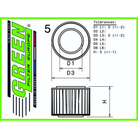 Filtre à air sport GREEN FILTER pour RENAULT ALPINE 3,0L TURBO A610  type D503 250cv / 184kW