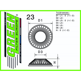 Filtre à air sport GREEN FILTER pour TOYOTA LAND CRUISER (RJ70/RJ73) 2,4L 114cv / 84kW