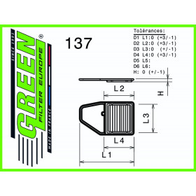 Filtre à air sport GREEN FILTER pour VOLKSWAGEN UP (121) 1,0L 75cv / 55kW