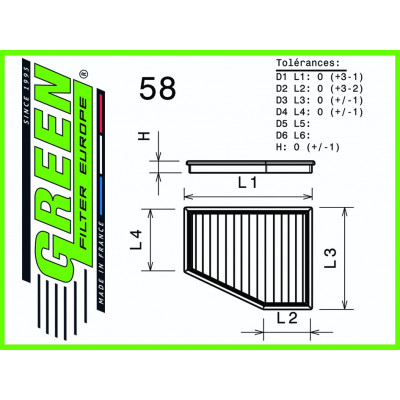 Filtre à air sport GREEN FILTER pour VOLVO XC70 II 2,4L D5 230cv / 169kW
