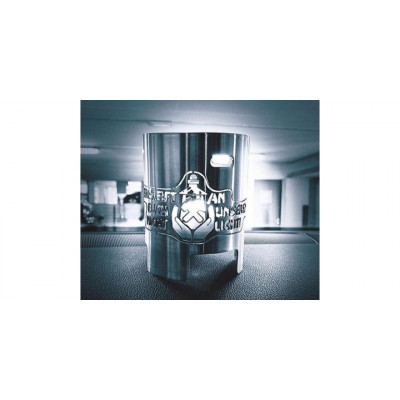 Mini tonneau en inox 110x90mm - Motif "NE TOUCHER PAS NOTRE LUMIERE"