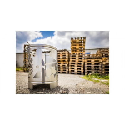 Tonneau en inox 500x390mm - Motif "POMPIERS" (épaisseur paroi 1.5mm)