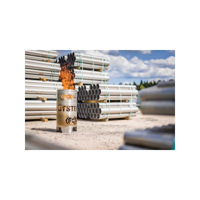 Tonneau en inox 800x390mm - Motif "FOX EXHAUST SYSTEMS" (épaisseur paroi 1.5mm)