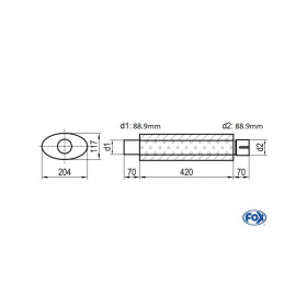 copy of Silent stainless steel rear 1x135x80mm type 53 for OPEL VECTRA A (COFFRE)